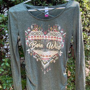 Juniors Cinched Side Tee - Born Wild, Small (3-5)